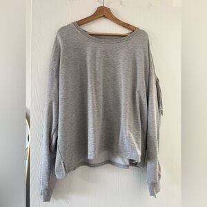 Gray Women's Sweatshirt with Fringe on the back